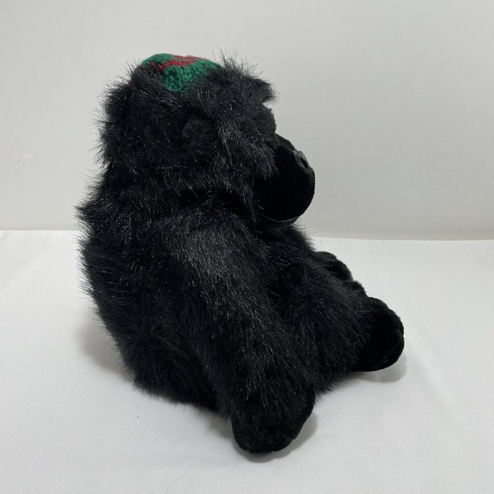Mty Christmas Gorilla Plush 11” Monkey Ape Black Chubby Winter Beanie Hat Hairy - Picture 4 of 10
